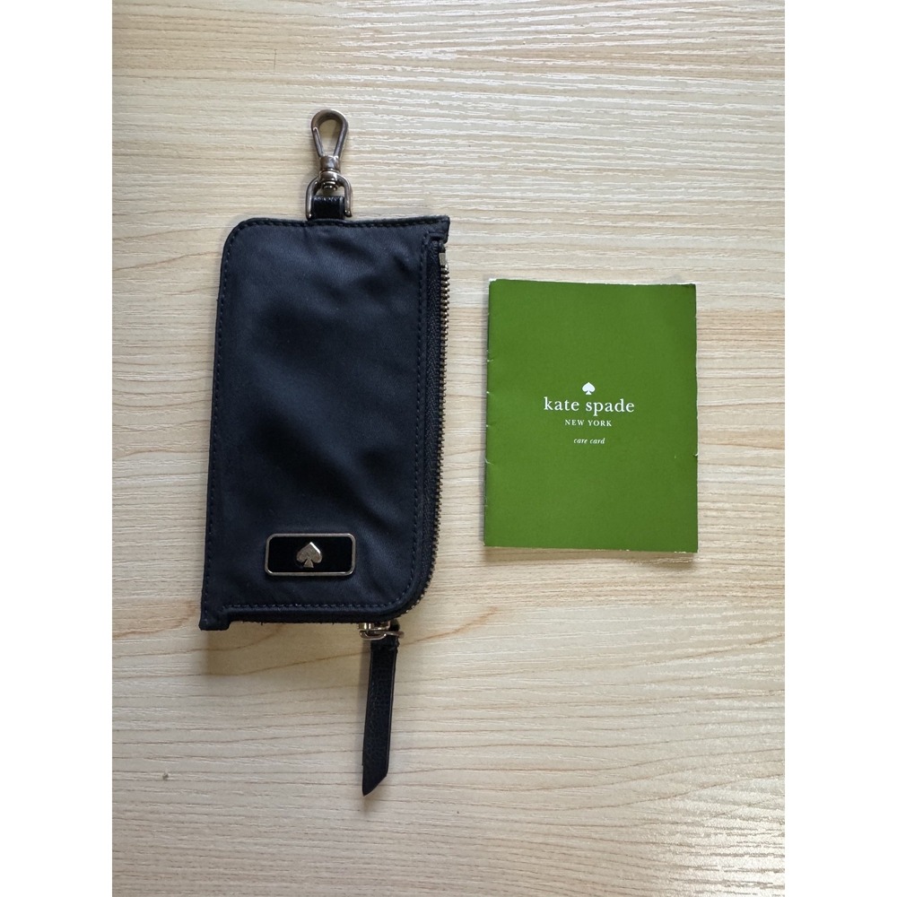 Rare Vintage Kate Spade New York Black Nylon Clip ID Slim Zipper Wallet